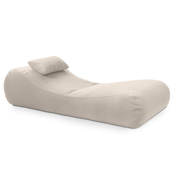 Jaxx Arlo outdoor bean bag lounger in Pearl Sunbrella fabric, a light neutral weatherproof patio seat
