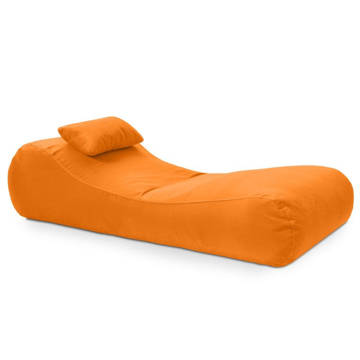 Jaxx Arlo outdoor bean bag lounger in Tangerine Sunbrella fabric, a vibrant poolside lounging seat