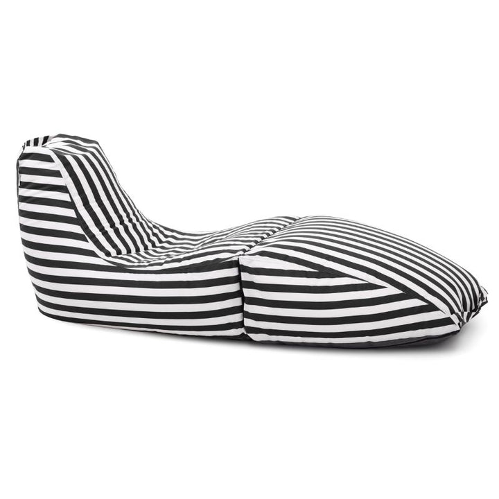Jaxx Prado outdoor bean bag lounger in Black & White Stripes on a white background