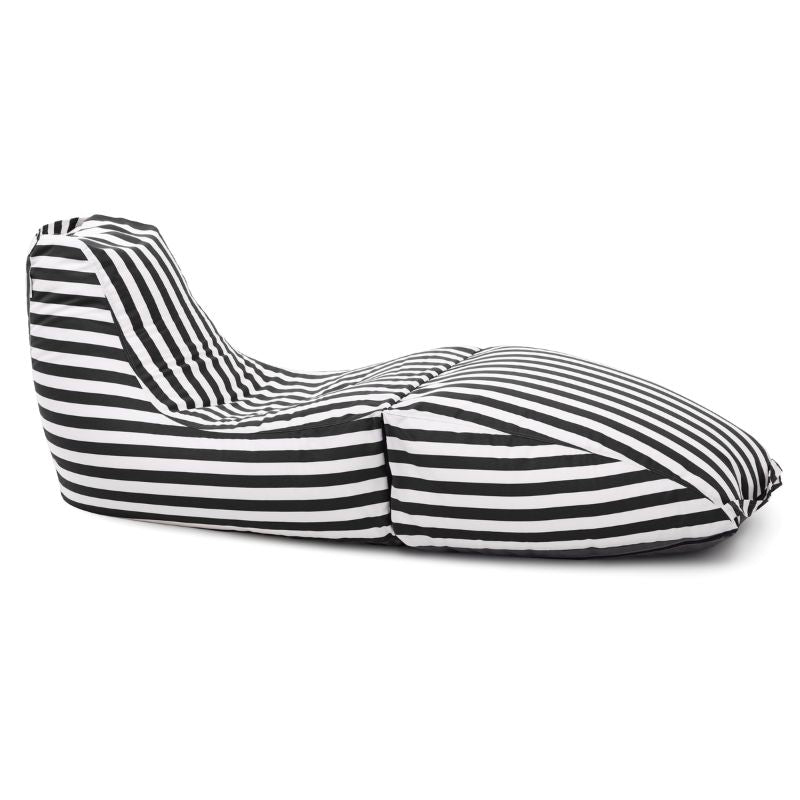Jaxx Prado outdoor bean bag lounger in Black & White Stripes on a white background