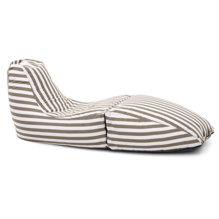 Jaxx Prado outdoor bean bag lounger shown in Taupe Stripes fabric