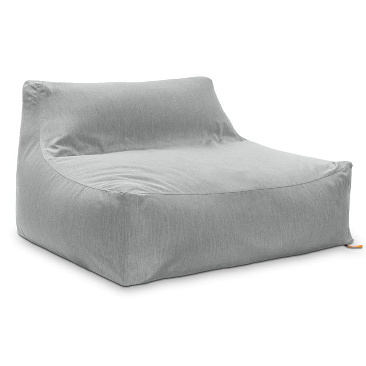 The Jaxx Outdoor Bean Bag Loveseat in Granite fabric, a versatile weatherproof seat