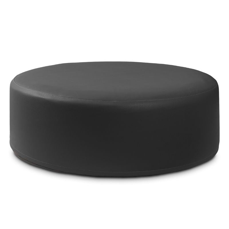 Jaxx Candler round ottoman in black, flexible foam seating for classrooms and libraries