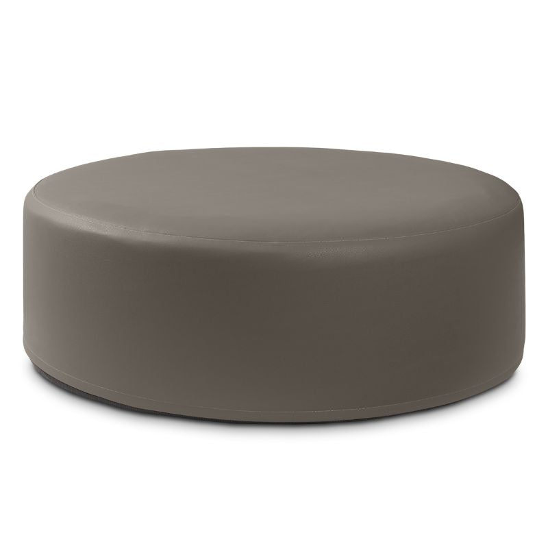 Jaxx Candler round ottoman in grey, flexible foam seating for classrooms and libraries