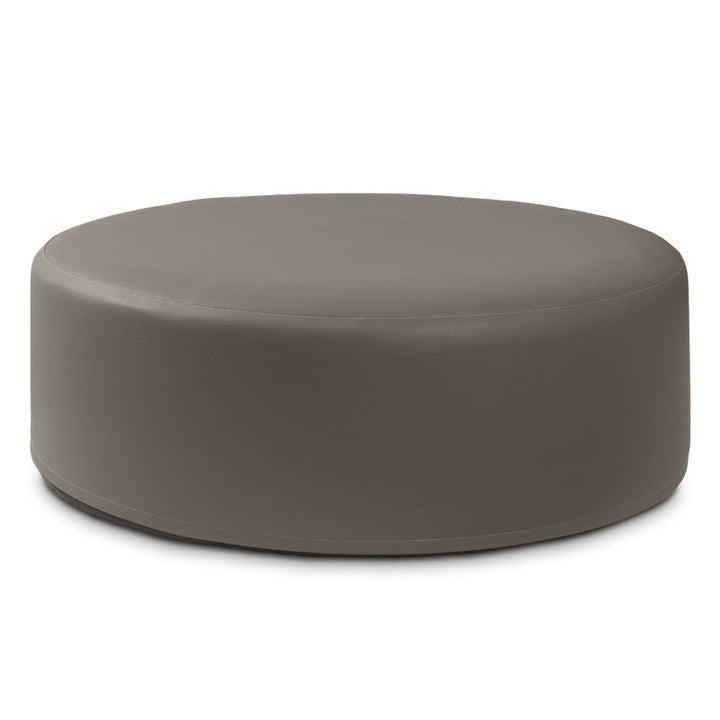Jaxx Candler round ottoman in grey, flexible foam seating for classrooms and libraries