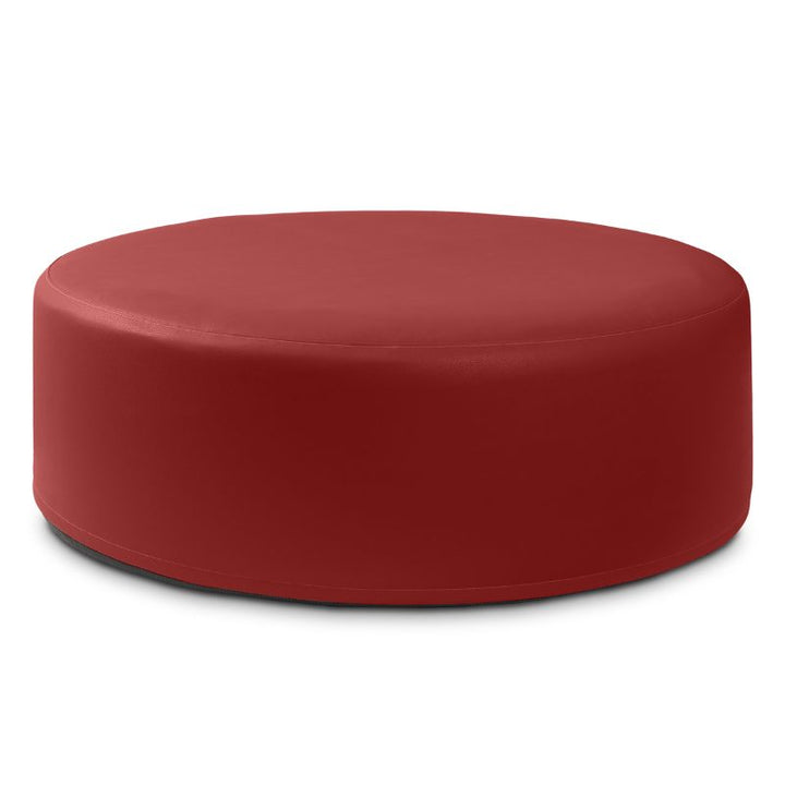 Jaxx Candler round ottoman in red, flexible foam seating for classrooms and libraries