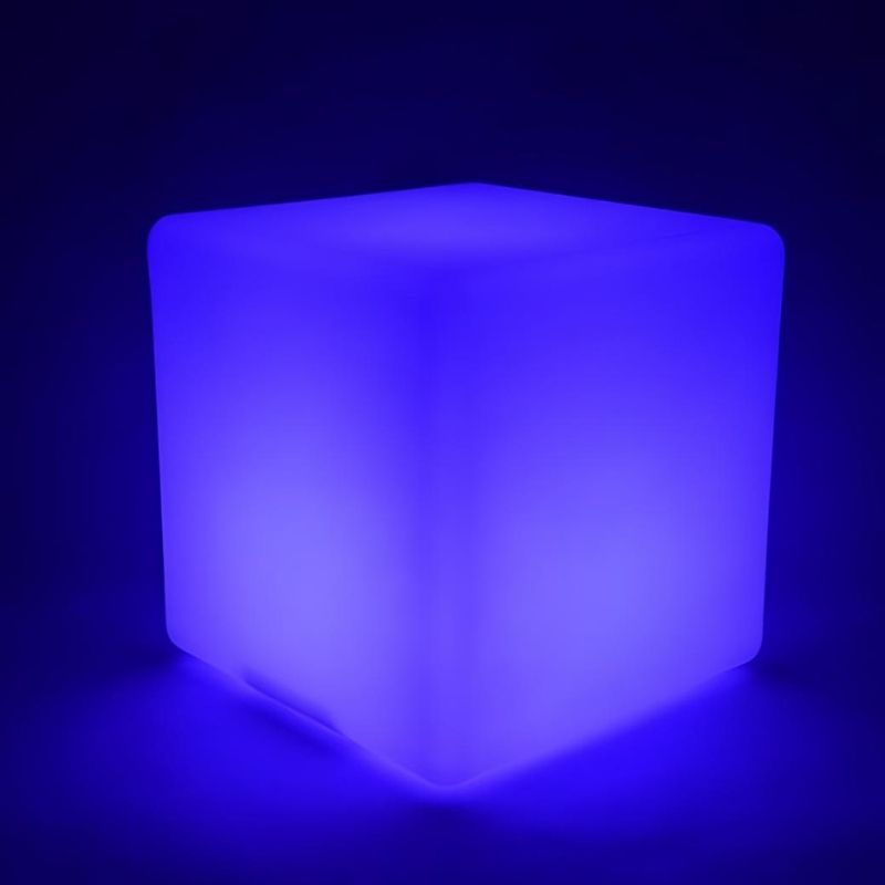 ROYLCO LED Colour Changing Light Cube in blue light mode, which creates a black-light effect in darkened environments compatible with the Roylco X-ray series for STEAM learning