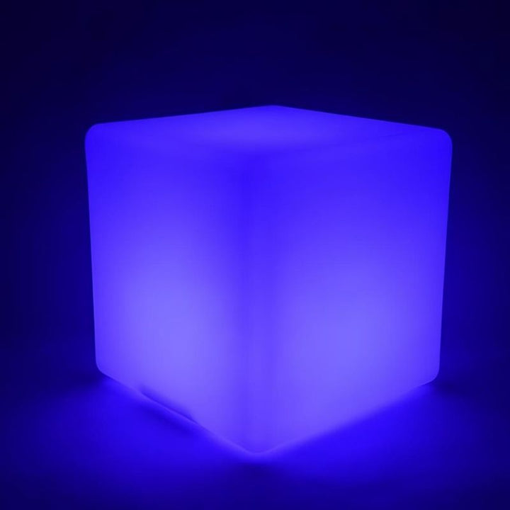 ROYLCO LED Colour Changing Light Cube in blue light mode, which creates a black-light effect in darkened environments compatible with the Roylco X-ray series for STEAM learning