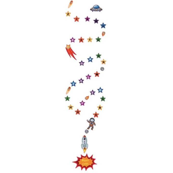 Stars movement station from the Sensory Paths Blast Off to Space Full Path showing vibrant space-themed 3M vinyl floor decals for proprioceptive and gross motor sensory activities
