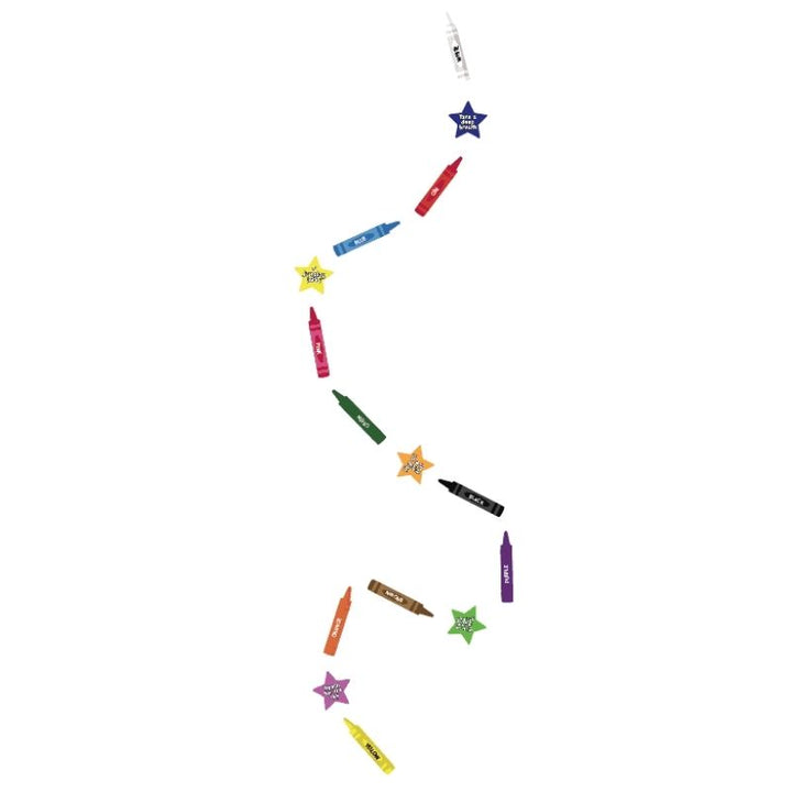 Giant crayon balance station from the Sensory Paths Colour Your World Full Path showing the colour-naming 3M vinyl anti-skid floor decals for vestibular and early learning sensory paths