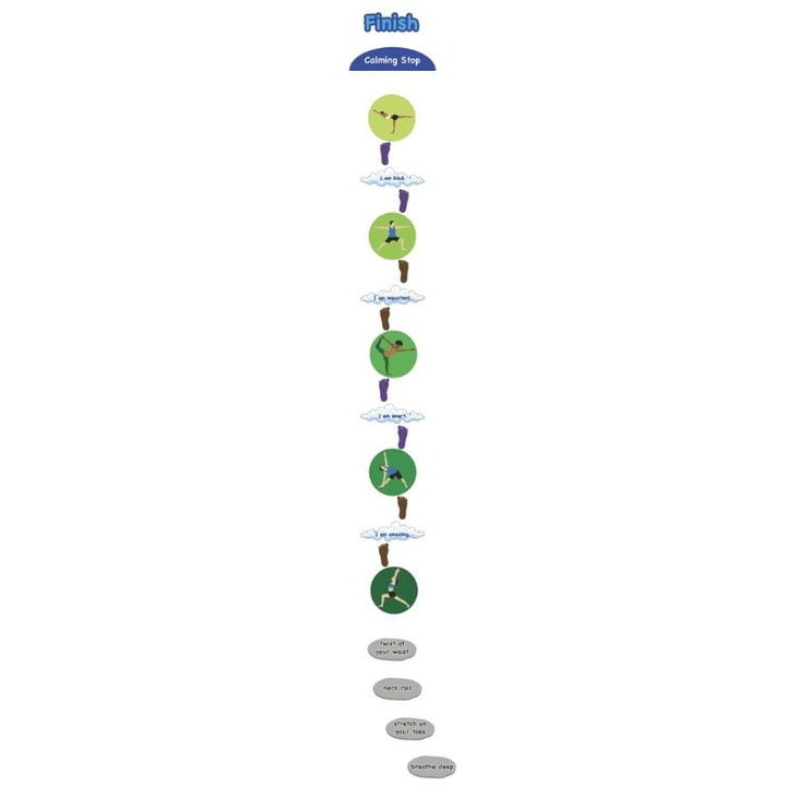 Steps movement station from the Sensory Paths Dynamic Movement Circuit Full Path showing the structured footstep floor decals for gross motor coordination and motor planning activities in school hallways