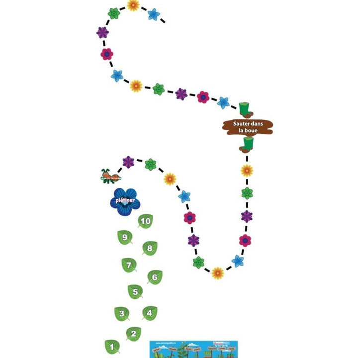 Sensory Paths Garden Hop Full Path French language layout showing the bilingual Canadian garden-themed sensory hop path for French immersion and bilingual schools