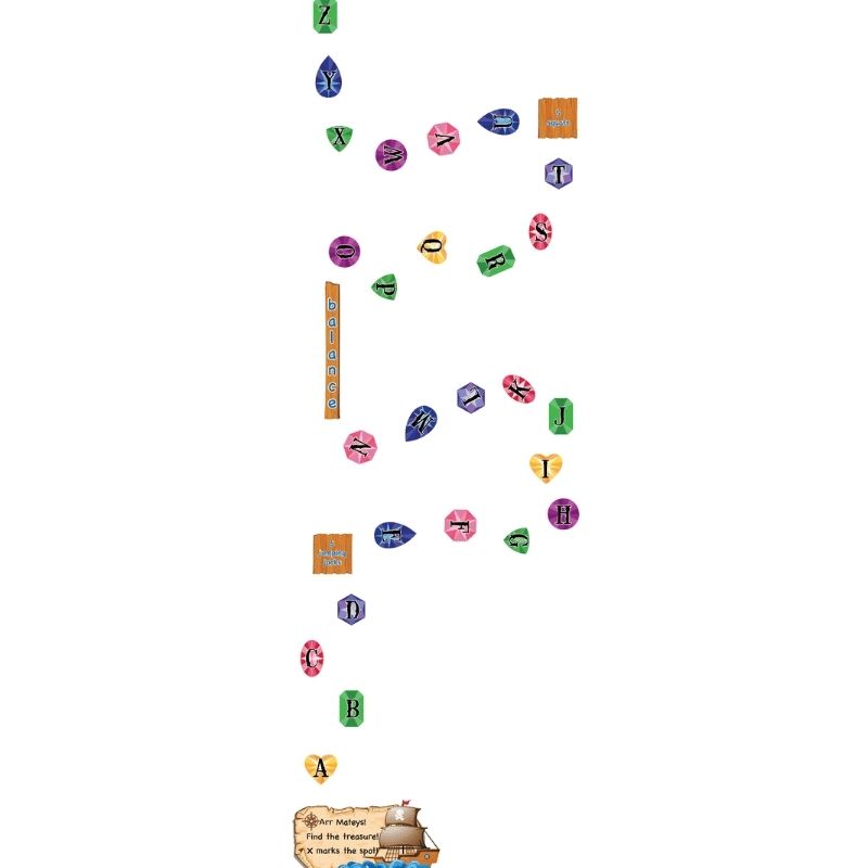 Sensory Paths Pirates Full Path starting point section showing the beginning of the pirate sensory hallway floor decal for gross motor movement in schools