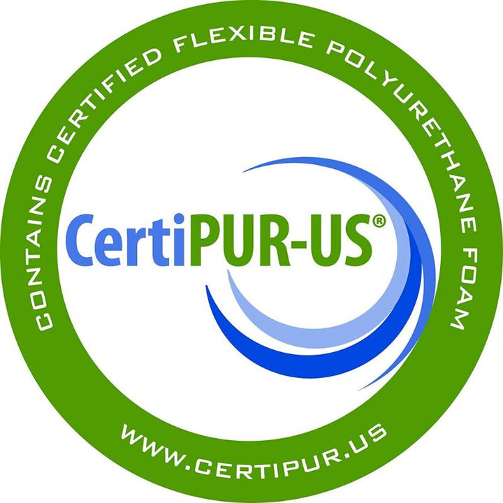 CertiPUR-US certification badge for the foam filling used in the Jaxx Midtown Rocker sensory rocking chair for kids