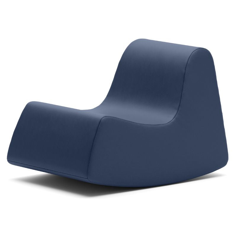 Navy blue Jaxx Midtown Rocker, a sensory rocking chair for kids offering flexible active seating