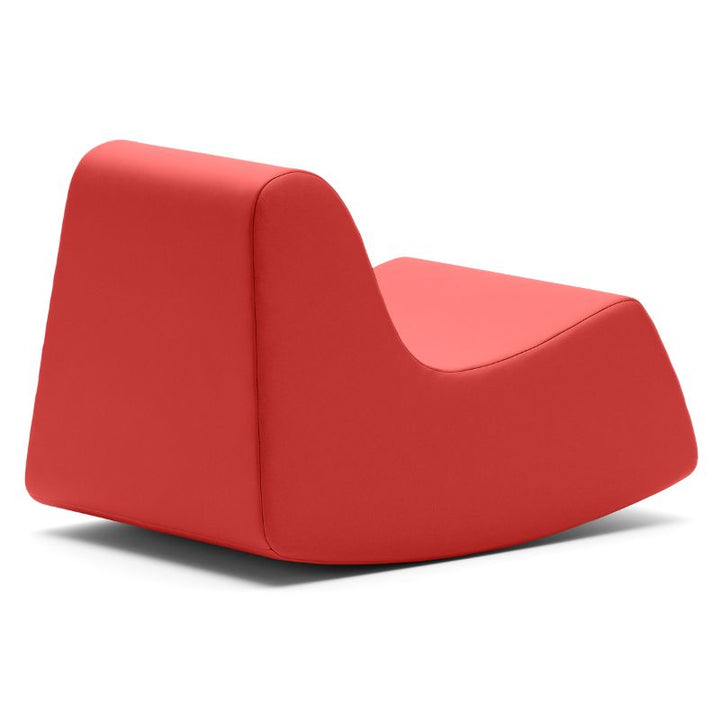 Back view of the red Jaxx Midtown Rocker, a sensory rocking chair for kids for active seating