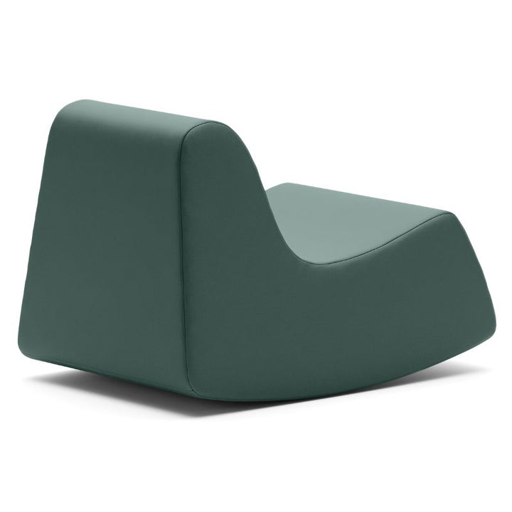 Back view of the sequoia green Jaxx Midtown Rocker, a sensory rocking chair for kids for classrooms