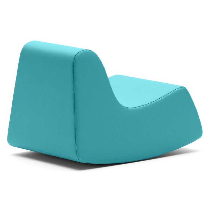 Back view of the teal Jaxx Midtown Rocker, a sensory rocking chair for kids for classroom seating