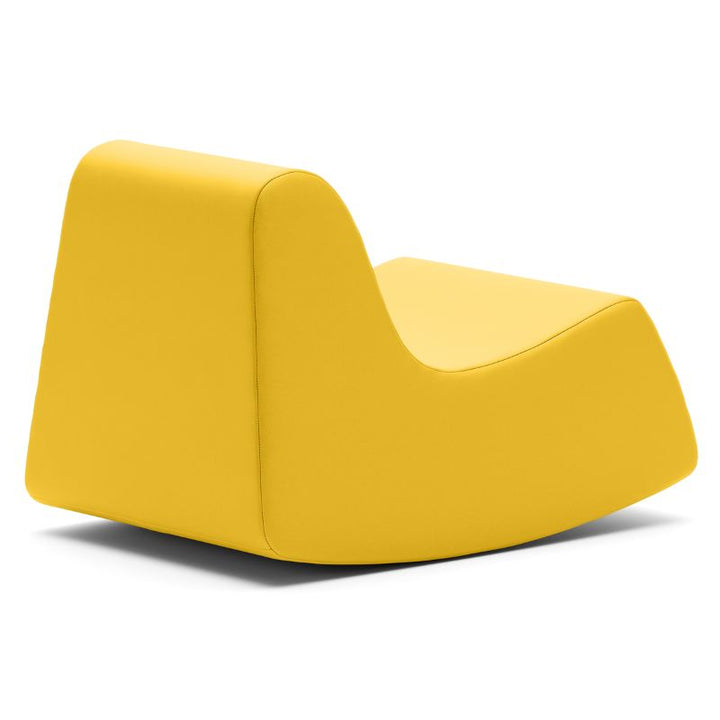 Back view of the yellow Jaxx Midtown Rocker, a sensory rocking chair for kids for flexible seating