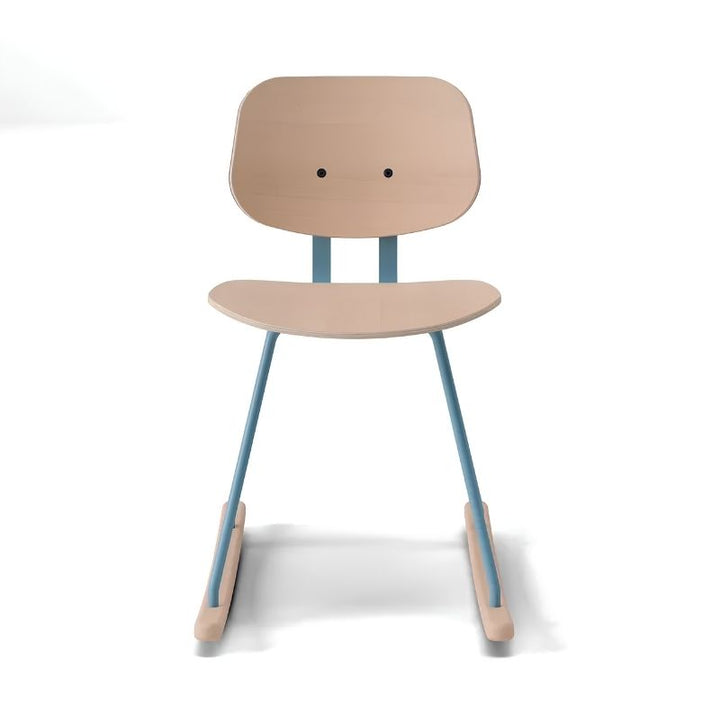 TFH Mindflow Rocking Chair shown in natural wood and blue, a sensory rocking chair for classroom and home seating