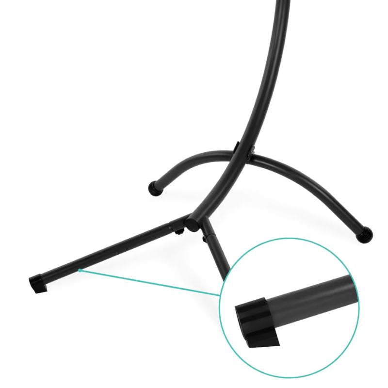 Close up of the TFH Leaf Chair sensory swing chair's steel leg and non-slip foot cap, showing the sturdy base supporting stable vestibular movement