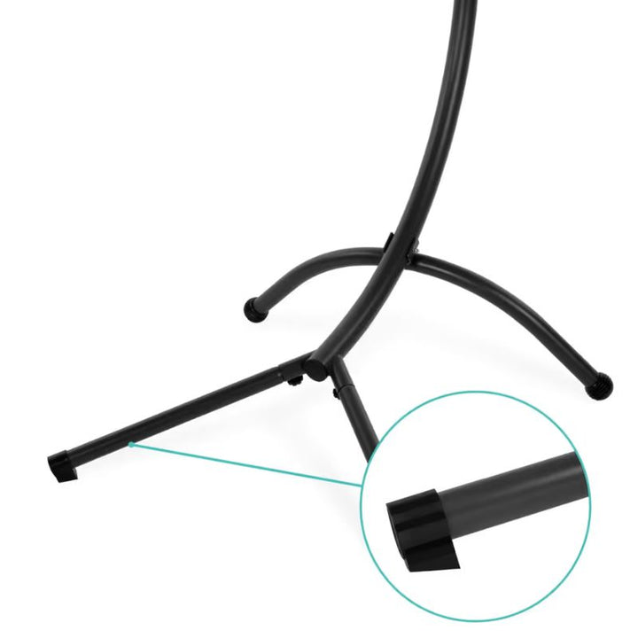 Close up of the TFH Leaf Chair sensory swing chair's steel leg and non-slip foot cap, showing the sturdy base supporting stable vestibular movement