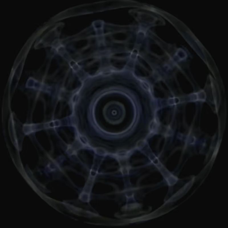 Dark geometric pattern video still from the soothing tone shapes theme in the TFH ChromaTheme sensory video library