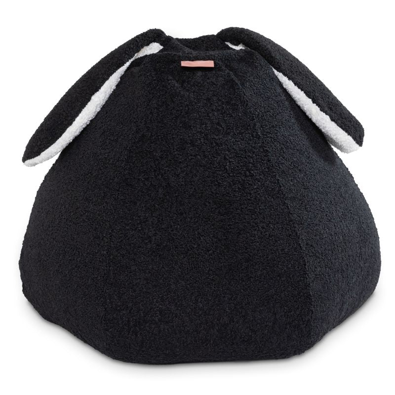 Raven-Symoné HopSeat sherpa bean bag chair in black, a sensory bean bag chair with deep-pressure comfort for kids and adults