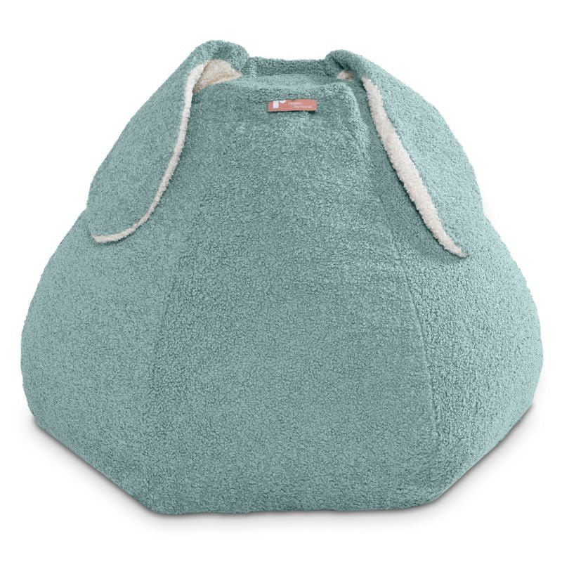 Raven-Symoné HopSeat sherpa bean bag chair in mineral green, a tactile deep-pressure bean bag chair