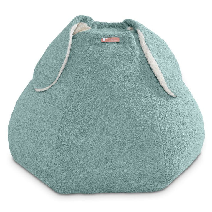 Raven-Symoné HopSeat sherpa bean bag chair in mineral green, a tactile deep-pressure bean bag chair