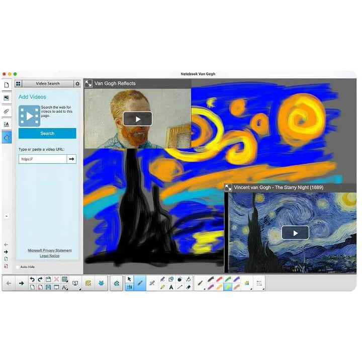 SMART Board GX Plus showing art-related content, demonstrating the Android 14 display's versatility for creative classroom activities
