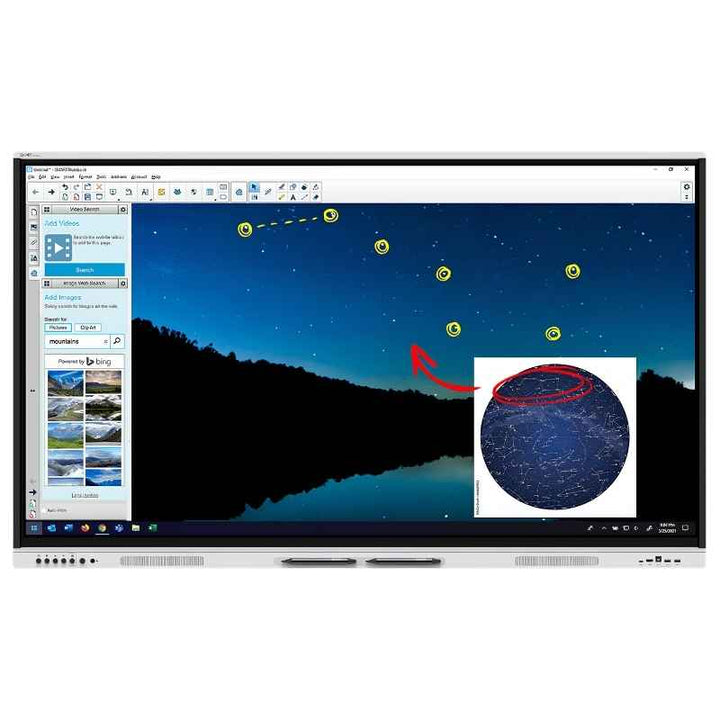 SMART Board GX Plus 4K display showing an immersive night sky visual, demonstrating the display's vibrant colour output for educational and sensory environments