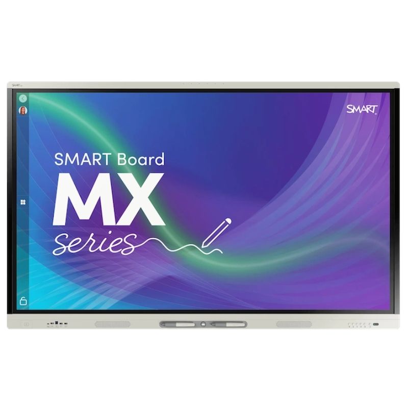 SMART Board MX Series interactive whiteboard front view, a 4K touchscreen display for classrooms and collaborative learning