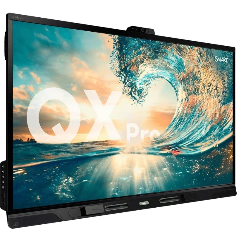 SMART Board QX Pro Series 65-inch interactive whiteboard with iQ, front view showing 4K display and touch surface