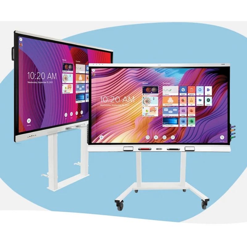 SMART electric height adjustable wall stand WSE-510-W side and landscape view, illustrating the floor-to-wall mounting design and steel frame construction
