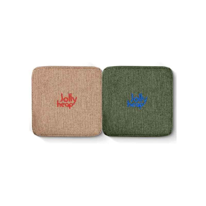 A colour swatch pair for JollyHeap Creative Set soft magnetic blocks in light brown and green