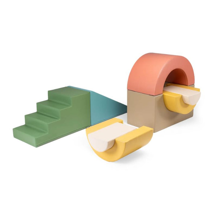 IGLU Tunnel Gym soft play gym in Soft Serve, showing the staircase, ramp and tunnel arch configuration