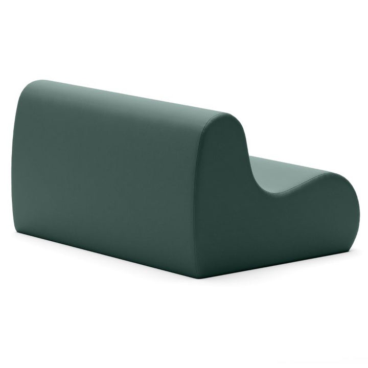 Jaxx Midtown soft seating couch for classrooms in sequoia green vinyl, shown from a second angle