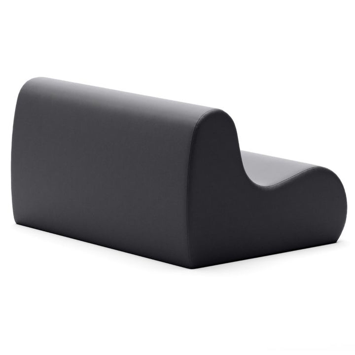 Jaxx Midtown soft seating couch for classrooms in black vinyl, shown from a second angle