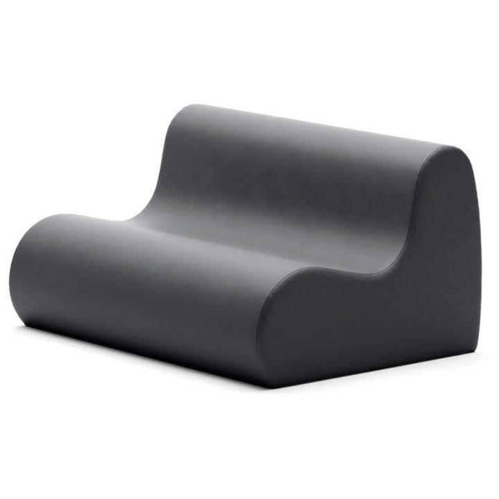 Jaxx Midtown soft seating couch for classrooms in black vinyl, a durable calm corner loveseat