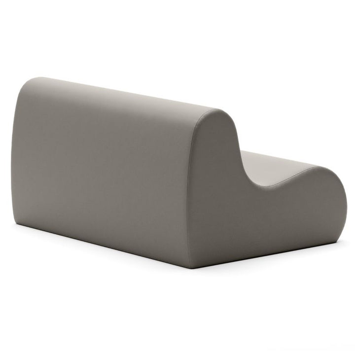 Jaxx Midtown soft seating couch for classrooms in charcoal vinyl, shown from a second angle