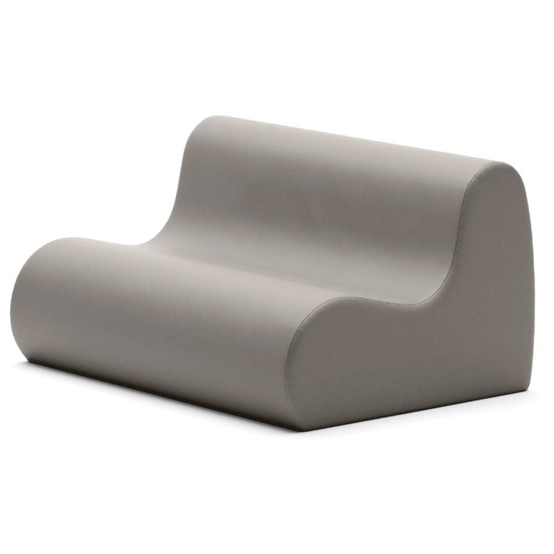 Jaxx Midtown soft seating couch for classrooms in charcoal vinyl, a collaborative calm corner loveseat
