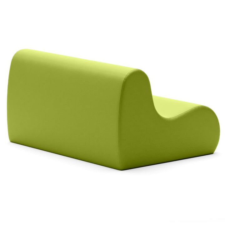 Jaxx Midtown soft seating couch for classrooms in green vinyl, shown from a second angle