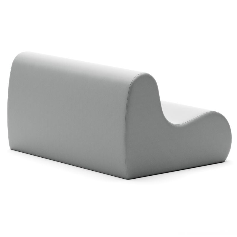 Jaxx Midtown soft seating couch for classrooms in grey vinyl, shown from a second angle