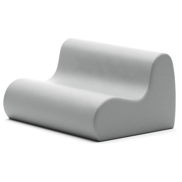 Jaxx Midtown soft seating couch for classrooms in grey vinyl, a durable calm corner loveseat