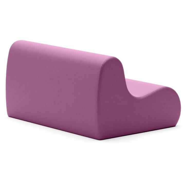 Jaxx Midtown soft seating couch for classrooms in purple vinyl, shown from a second angle