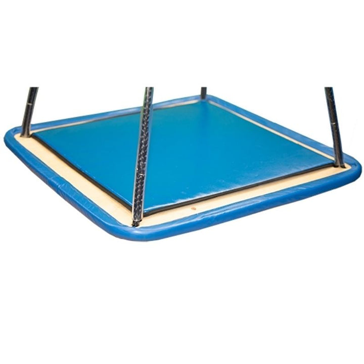 Top view of Southpaw Modified Platform Swing showing the enlarged top disc and velcro pad surface for sensory integration therapy