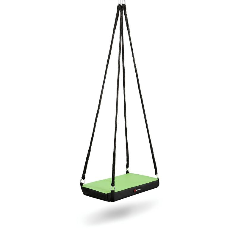 Front view of the Southpaw Soft-Lite Junior Glider vestibular platform swing, showing the cushioned vinyl surface and compact rectangular dimensions