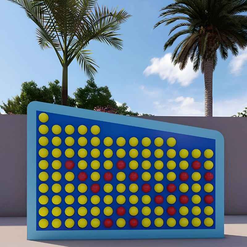Angled outdoor render of the LiteZilla Spinfinity Wall interactive spinning wall panel with palm trees in the background 