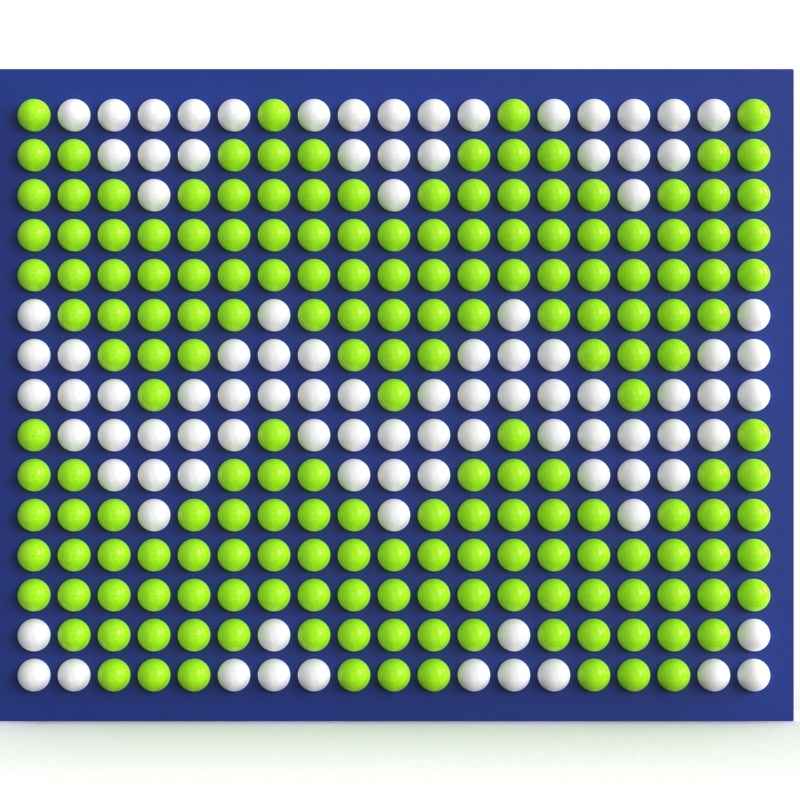 LiteZilla Spinfinity Wall interactive spinning wall panel displaying a custom green and white pattern on a wide blue panel